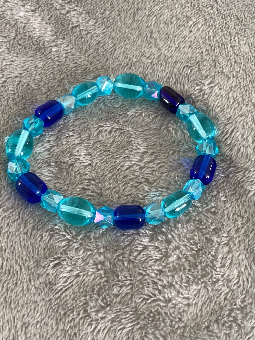 Blue glass bead beaded bracelet 2